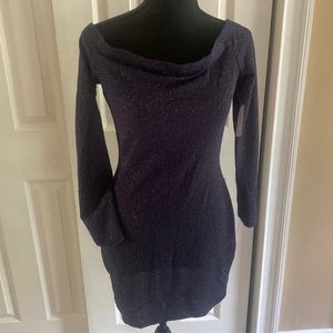 Windsor Blue Glitter Off Shoulder Mini Dress NWT L